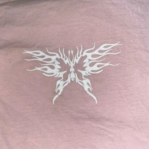 BABY PINK FLAMED BUTTERFLY TEE